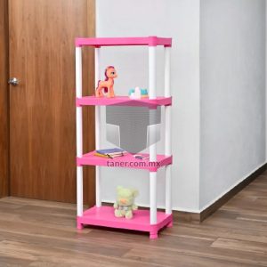 Venta de Anaqueles TANER Organizadora de Espacios CDMX y Queretaro-Estante Plástico Chico Rosa 4 Niveles Rosa