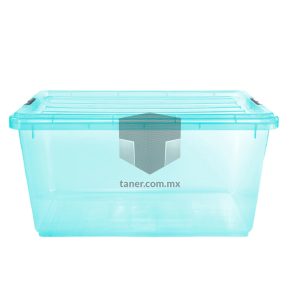 Venta de Anaqueles TANER Organizadora de Espacios CDMX y Queretaro-Contenedor Azul Transparente con Broches Negros