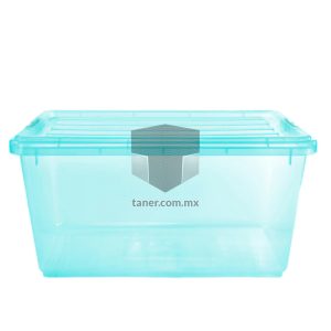 Venta de Anaqueles TANER Organizadora de Espacios CDMX y Queretaro-Contenedor Azul Transparente con Broches Azules