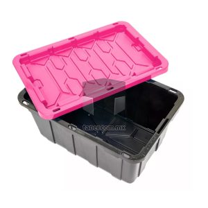 Venta de Anaqueles TANER Organizadora de Espacios CDMX y Queretaro-Contenedor Plástico Guarda Todo Tapa Rosa