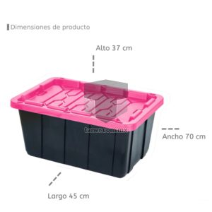 Venta de Anaqueles TANER Organizadora de Espacios CDMX y Queretaro-Contenedor Plástico Guarda Todo Tapa Rosa