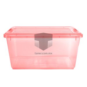 Venta de Anaqueles TANER Organizadora de Espacios CDMX y Queretaro-Contenedor Salmon Transparente con Broches Salmon